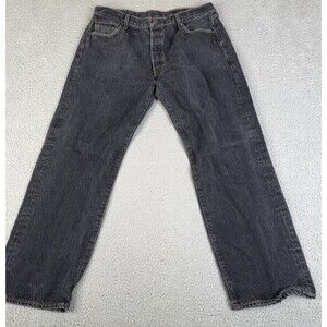 LEVI'S 501 Jeans Mens 38 x 32 Black Button Fly Straight Western Streetwear